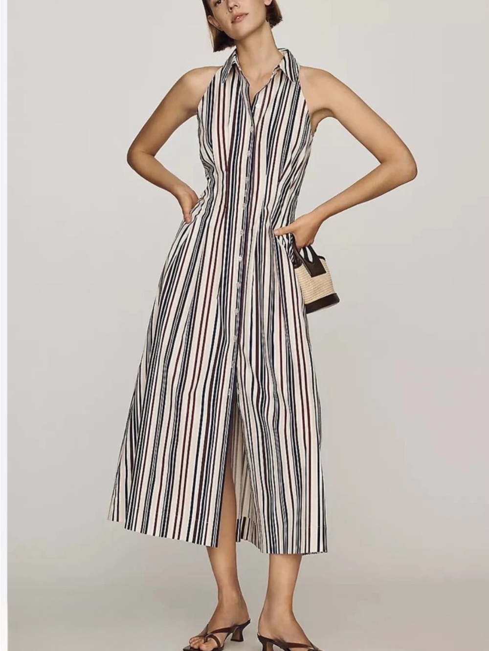Exquise for Anthropologie Tobie Button-Front Midi Dress Size XSP